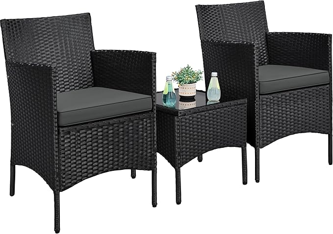 Yaheetech 3 Pieces Patio Porch Furniture Set, Outdoor PE Rattan Wicker by Yaheetech