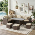 Wisteria Lane Patio Furniture Set, 7 Piece Outdoor Dining Sectional Sofa by WisteriaLane