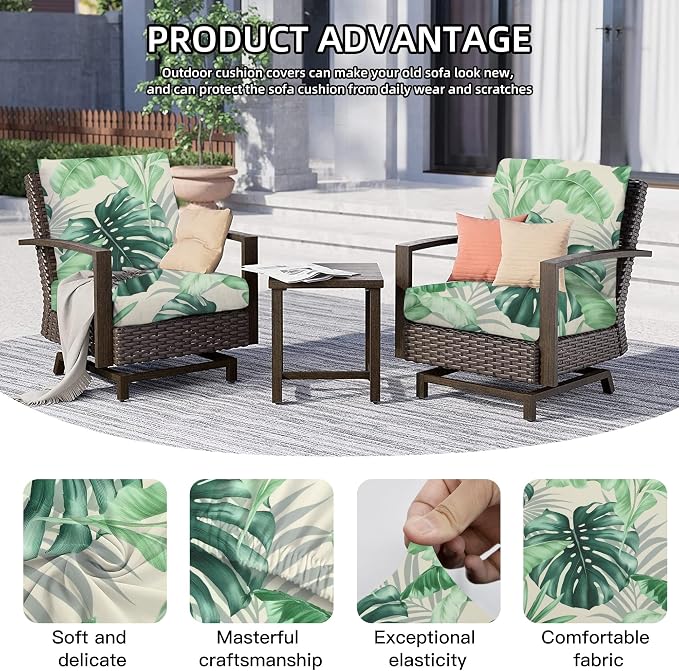 8Pcs Outdoor Cushion Covers, Patio Cushion Covers, Stretch Elastic Slipcovers - Image 3