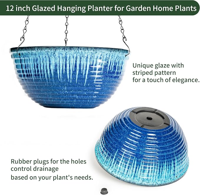 12 inch Hanging Planters for Indoor Outdoor Plants, 2 Pack Large Hanging Flower - Image 3