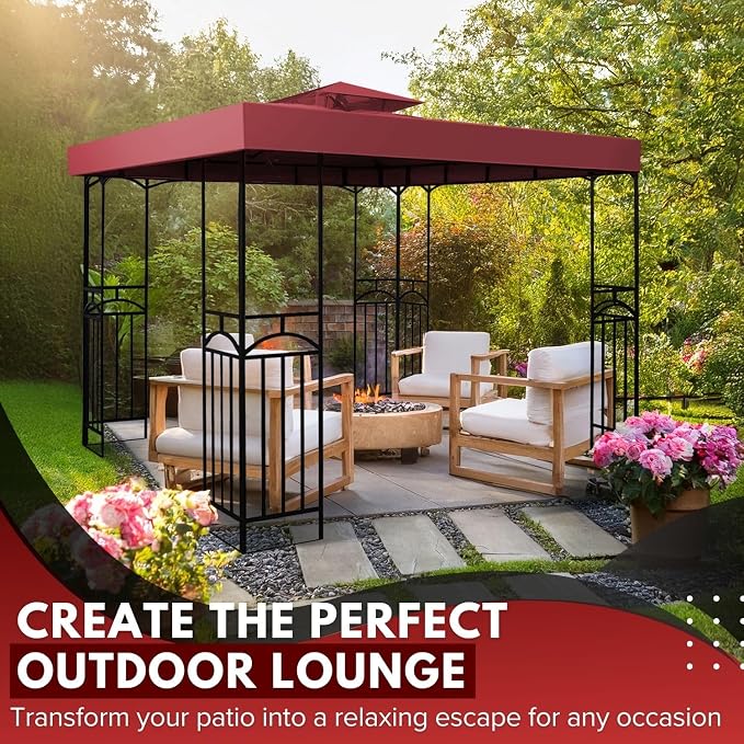 Flexzion Gazebo Cover Replacement Canopy Top 12x12 Ft - Image 2