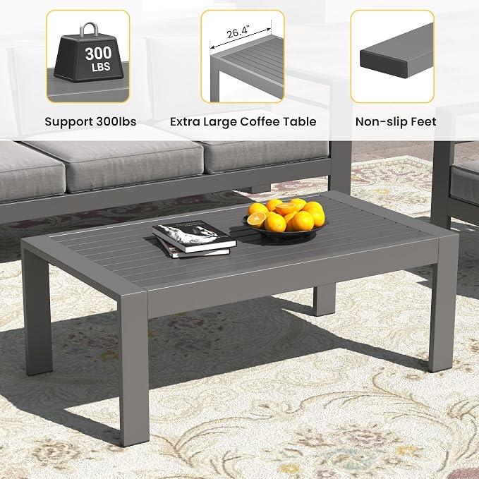 Wisteria Lane Outdoor Furniture Patio Coffee Table, Rectangle Outdoor Coffee - Image 3