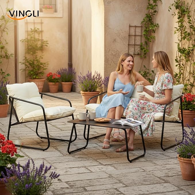 VINGLI 4 Piece Patio Conversation Set, Outdoor Furniture Set - Image 7