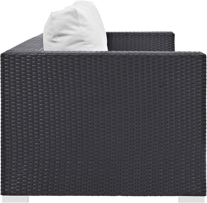 Modway Convene Wicker Rattan Outdoor Patio Sofa in Espresso White - Image 4