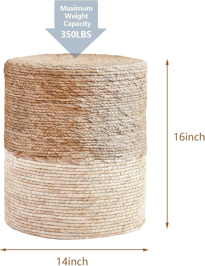Wimarsbon Ottoman Poufs, 100% Natural Seagrass Pouffe, Hand Weave Round - Image 3
