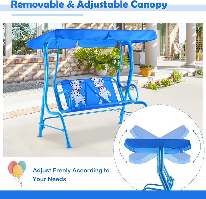 Costzon Kids Porch Swing, All-Weather Patio Swing Bench Hammock w/Adjustable - Image 2