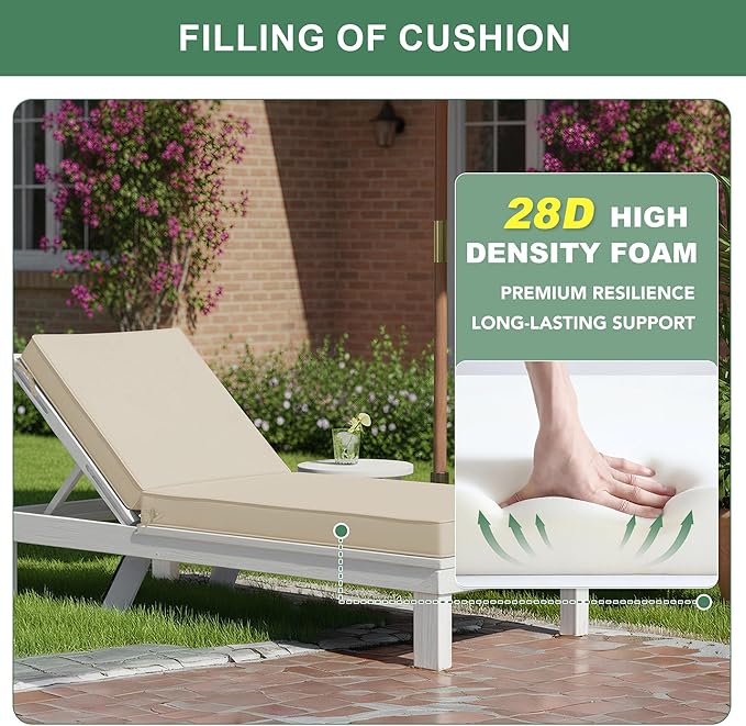 Chaise Lounge Cushions Outdoor Set of 4 - Image 5