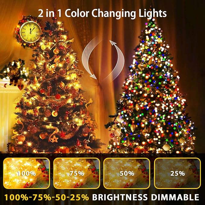 JMEXSUSS 200 LED Christmas String Lights Outdoor Waterproof, 66ft Color - Image 2