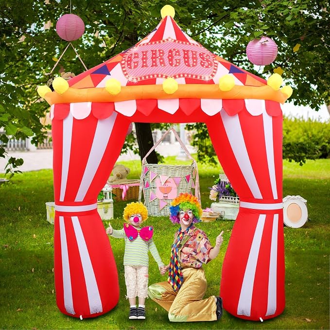 10ft Circus Party Decorations Inflatable Arch Blow up Tent Built in LED Lights - Image 7