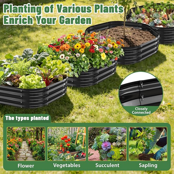 Hexagon Raised Garden Bed, 48 Inch Diagonal & 12 Inch Tall, Galvanized Steel - Image 5
