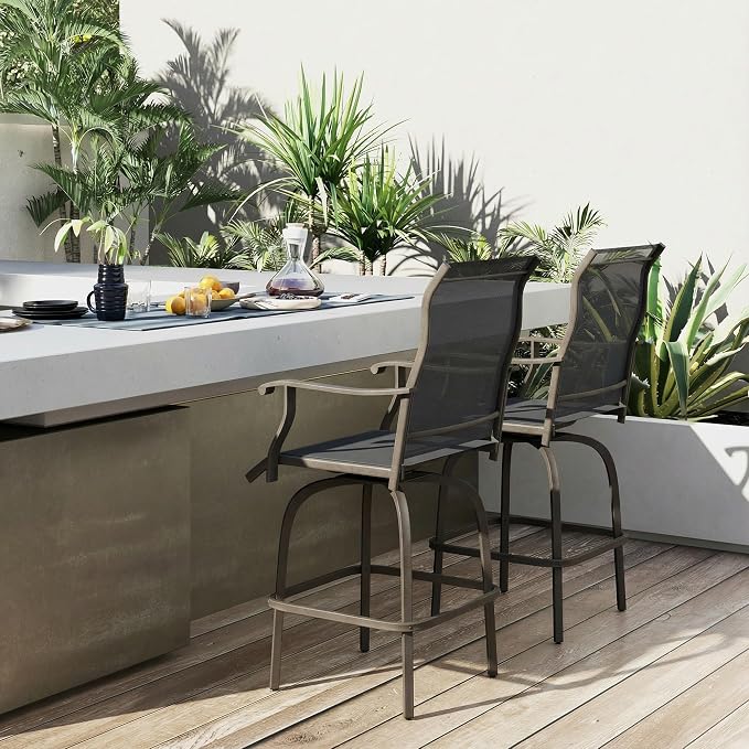 Outsunny Set of 2 Outdoor Swivel Bar Stools - Image 8