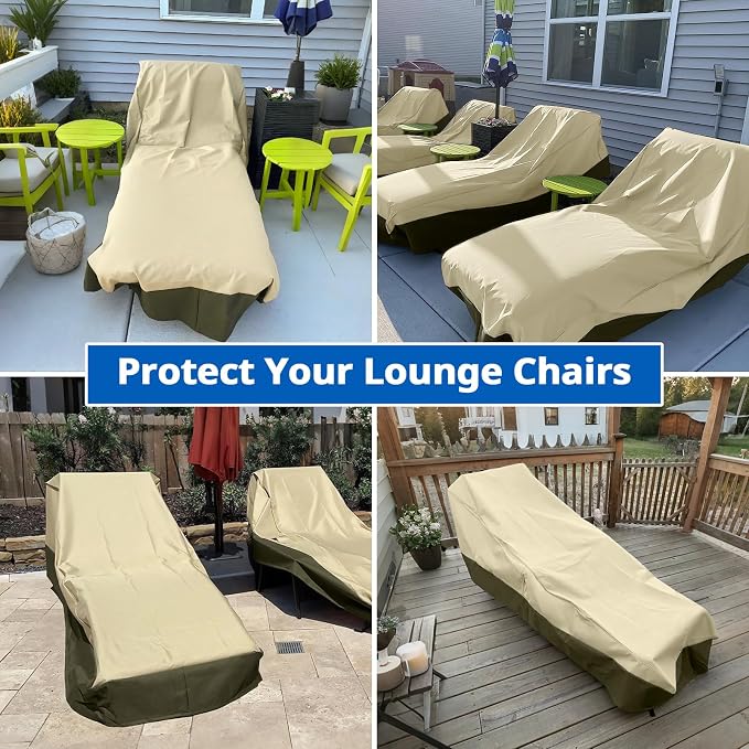 SunPatio Chaise Lounge Cover Outdoor Waterproof, Heavy Duty 2 Pack Patio Lounge - Image 3