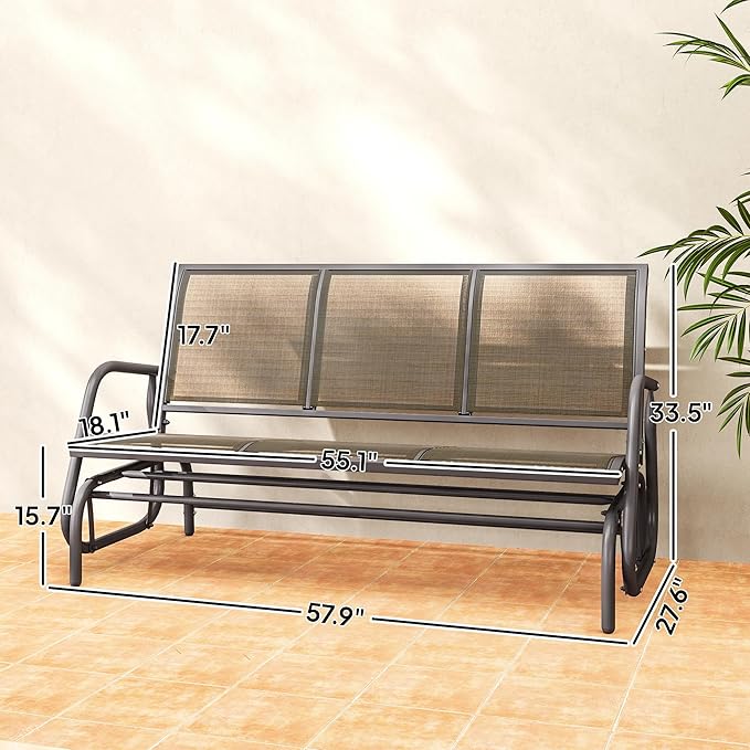 Outsunny 3-Person Patio Glider Bench, Outdoor Porch Glider Swing - Image 3