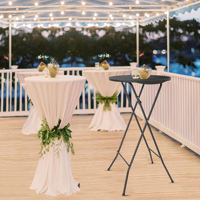 VINGLI 24" Plastic Folding Round Table Bar Height, HDPE Matrial - Image 8