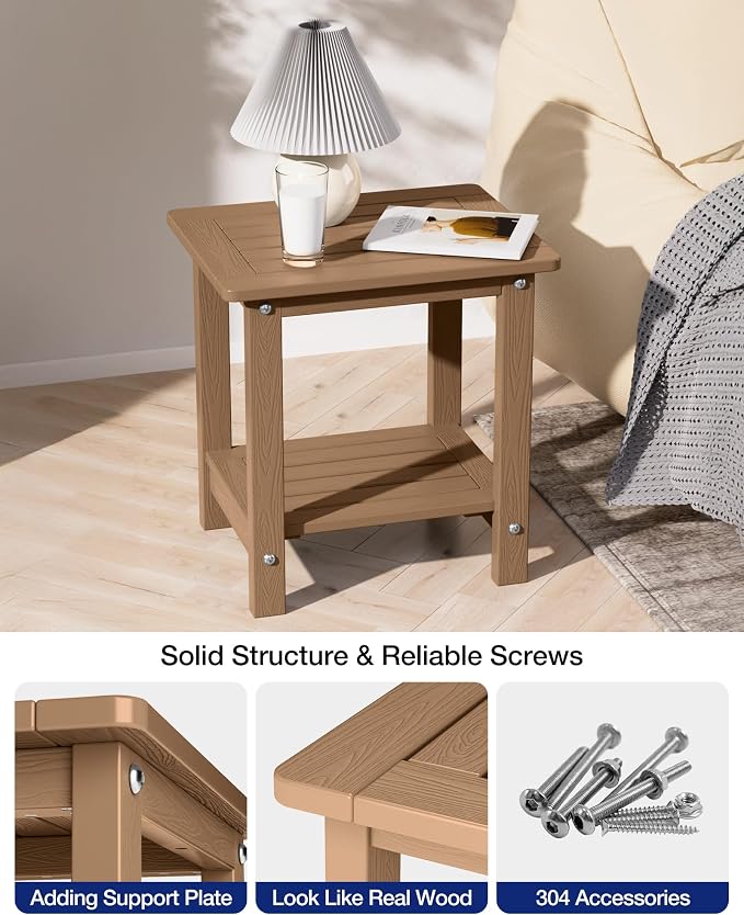YEFU Outdoor Side Table for Patio: 16" HIPS Weather - Image 6