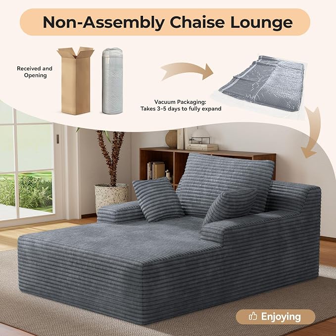 51'' Oversized Chaise Lounge Chair Indoor, Non-Assembly Deep Seat Sofa Bed - Image 5