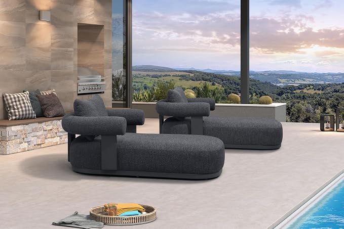 PURPLE LEAF Outdoor Chaise Lounge Set of 2 Chair Modern Aluminum Lounger Daybed - Image 9
