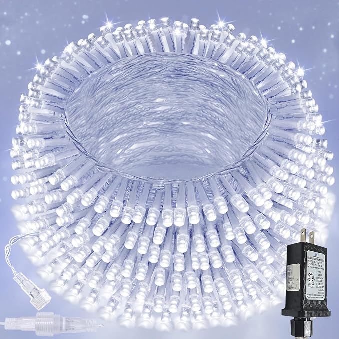 Connectable 100 LED String Lights Indoor Outdoor, 33FT Cool White Christmas by SANJICHA
