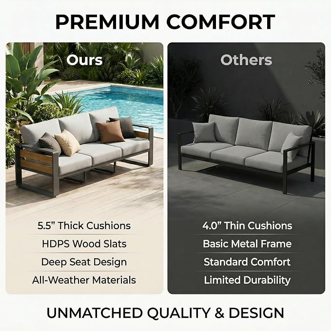 ZANDOR Outdoor Patio Conversation Sets, 4-Piece Aluminum Metal Outside - Image 4