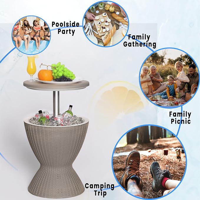 EasyUp Outdoor Cooler Bar Table – 8 Gallon Outdoor Patio Cooler Table - Image 7