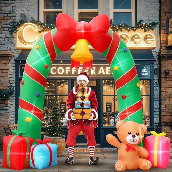 10FT Christmas Inflatable Outdoor Decorations Candy Cane Christmas Archway - Image 6