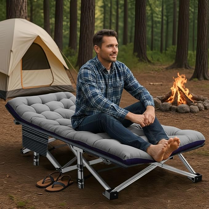 ABORON XXL Camping Cot for Adults, Oversized 78"×32" Folding Camping Bed - Image 2