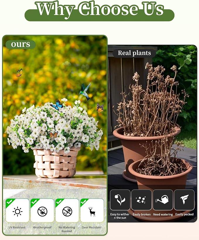 Faux Flowers for Outdoor Planters 16 Bundles UV Resistant Fake Artificial - Image 4