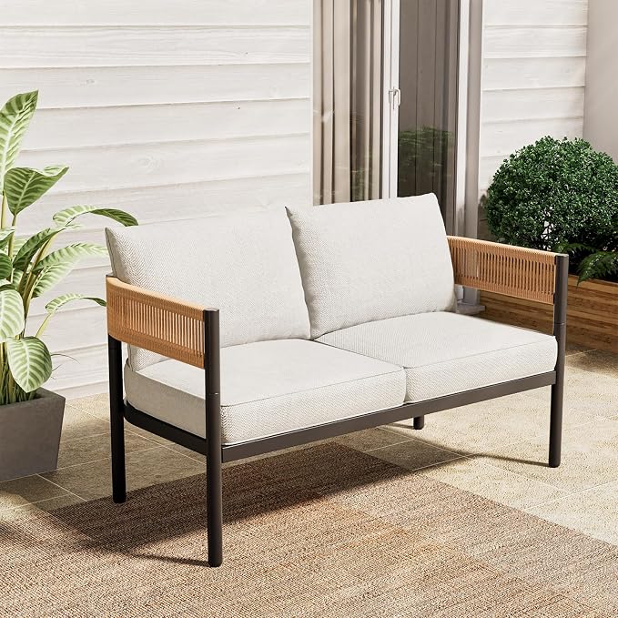 Gand Patio Outdoor Loveseat, Wicker Conversation Set by GrandPatio