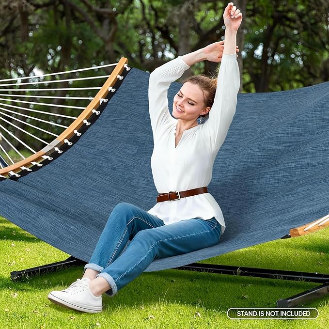 SUNCREAT Hammocks Two Person Tree Hammock, Heavy Duty Curved Bar Hammock - Image 2