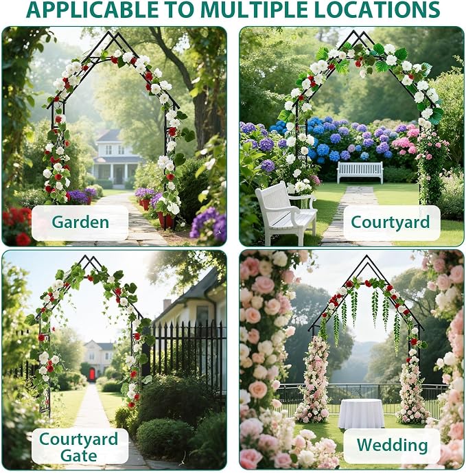 Heavy-Duty Garden Arch Trellis, 7.87 x 3.93 ft Metal Arbor - Image 3