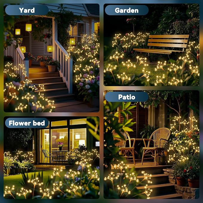 JJGoo Solar Garden Lights, New Upgraded 2 Pack Solar Swaying Starburst Light - Image 6