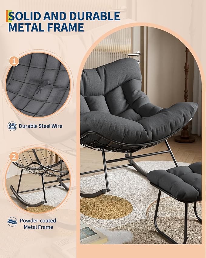 GarveeLife Oversized Papasan Rocking Chair - Image 6