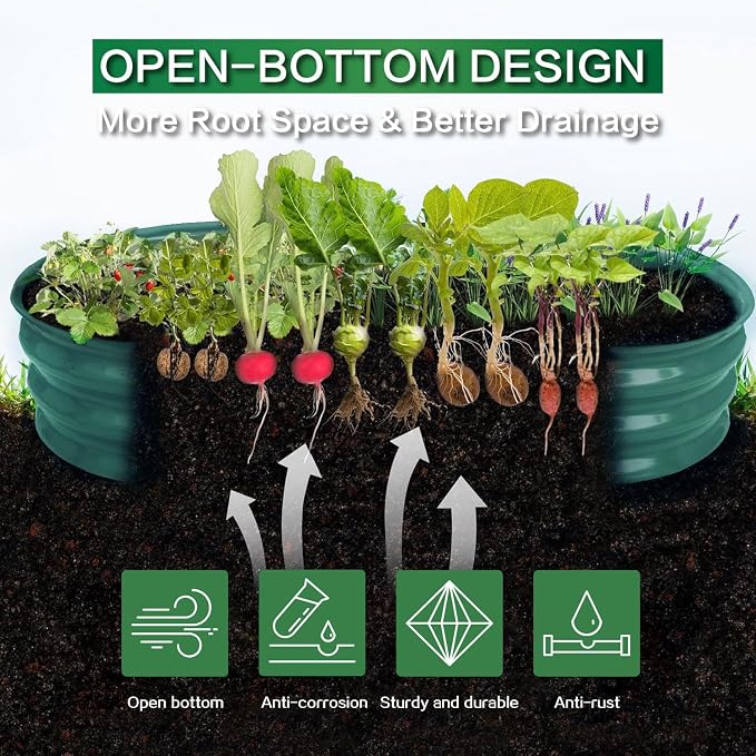 Gardmax 2 Pack Galvanized Raised Garden Bed, Lightweight Planter Boxes Outdoor - Image 3