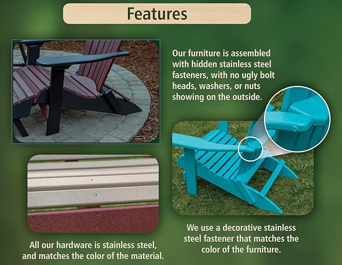 5FT Weatherwood Flip-Cup ROLLBACK Porch Swing Bench, Amish-Made Poly Lumber - Image 6