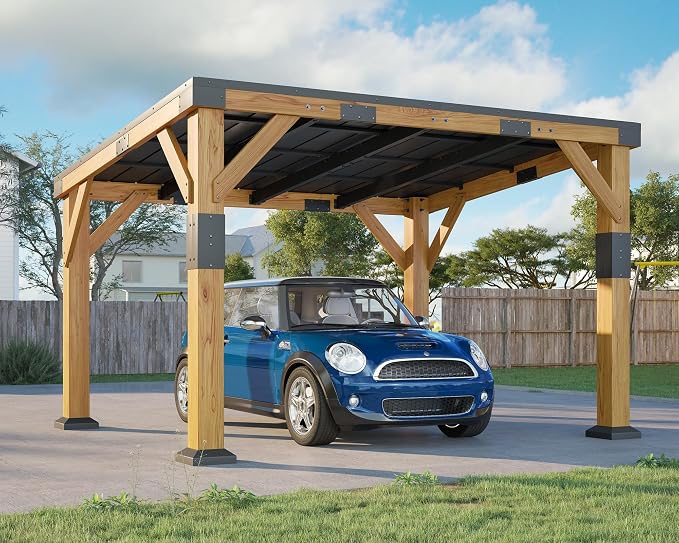 Jocisland 10x12x8 FT Cedar Wood Carport, Heavy Duty Canopy Carport by Jocisland