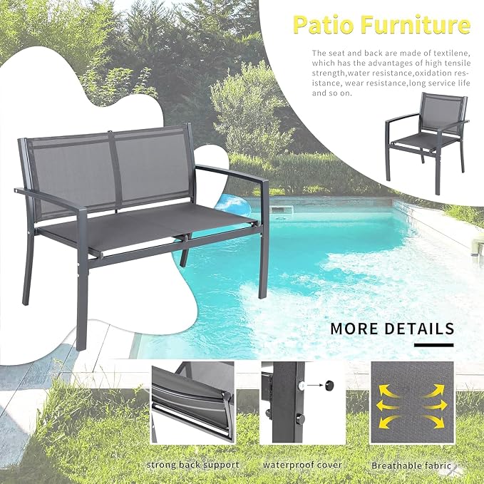 Shintenchi 4 Pieces Patio Furniture Set All Weather Textile Fabric Outdoor - Image 3
