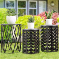 Y&M Set of 3 Black End Tables, Nesting Metal Round Coffee Table, Heavy Duty by YM