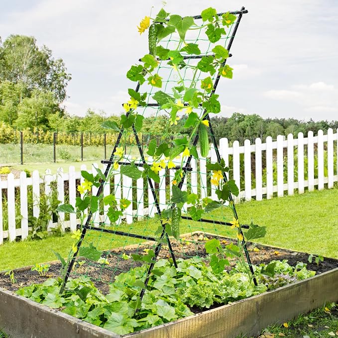 Cucumber Trellis for Raised Bed, 6ft Metal A-Frame Garden Trellis for Climbing - Image 2