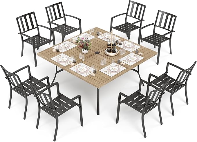PHI VILLA 9 Pieces Outdoor Dining Set by PHIVILLAThepioneerofcomfortablehouseholdsupplies
