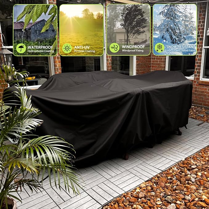 Oslimea Patio Furniture Covers Waterproof, Outdoor Sectional Sofa Set Cover - Image 6