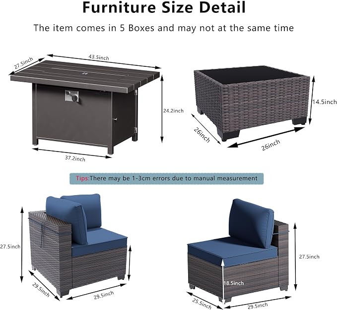 Outdoor Terrace Furniture Set, 8 Piece Outdoor Furniture Set, - Image 2