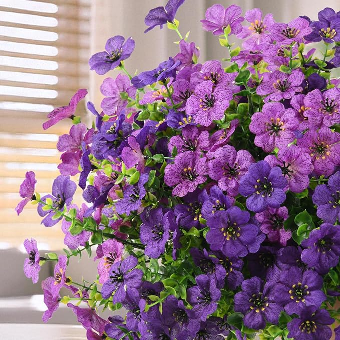 Artificial Flowers Faux Plants Outdoor Fake Flowers Spring Decor, 12 Bundles - Image 6