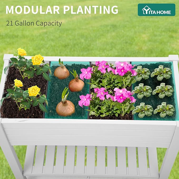 YITAHOME 43.3x17.7x34 in Elevated Garden Bed, Outdoor Plastic Planter Box - Image 4