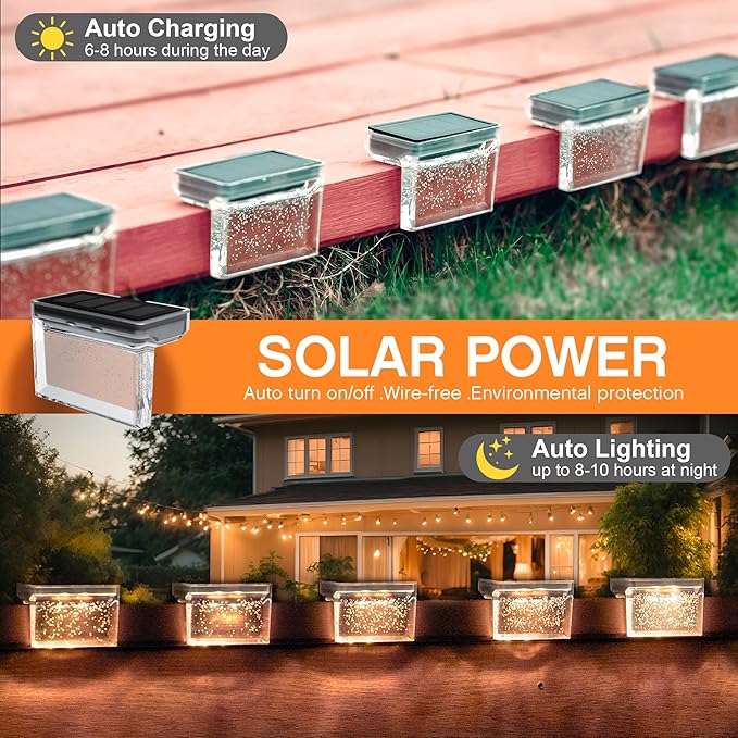 TIJNN Solar Deck Lights Outdoor Waterproof – LED Solar Fence Lighting - Image 5