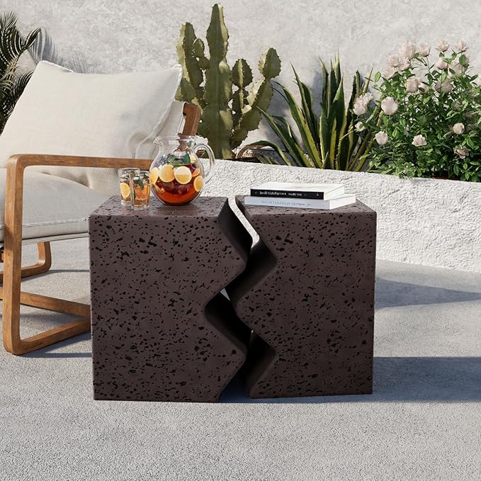COSIEST Concrete Side Table, Decorative Garden Stools by COSIEST