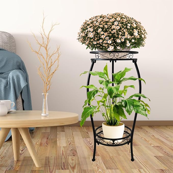 CASIMR 2Pack Plant Stand Indoor Outdoor, 2 Tier 26.6" Tall Metal Potted Holder - Image 5