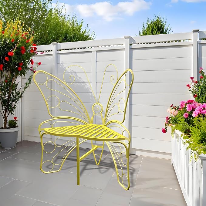 Butterfly Shaped Outdoor Bench, Outdoor Metal Chair Butterfly Bench - Image 4