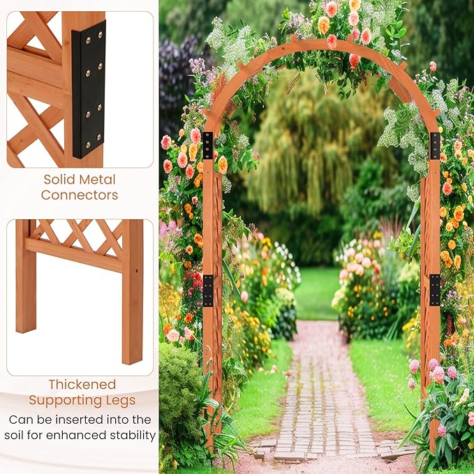 Giantex 7.7FT Wooden Garden Arbor Trellis, Outdoor Pergola Arch - Image 6