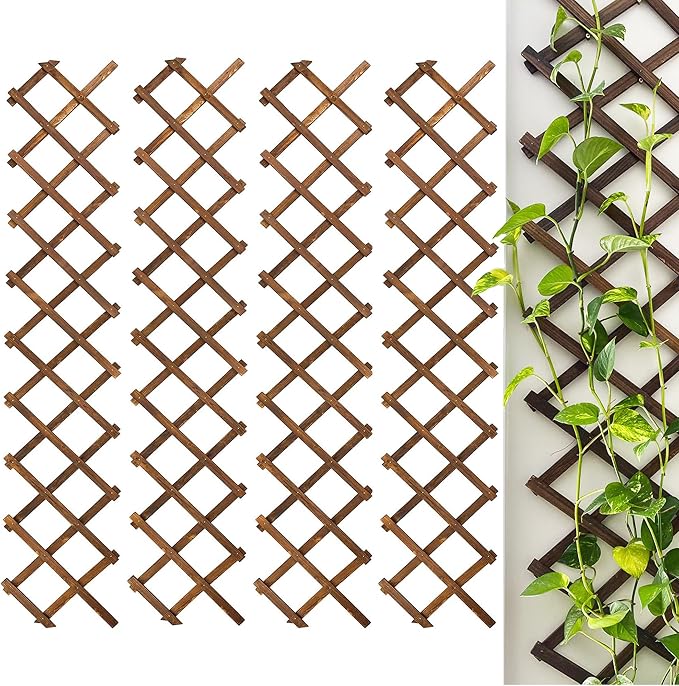 Wooden Lattice Wall 4Pack-Expandable Plant Garden Trellis by CJGQ