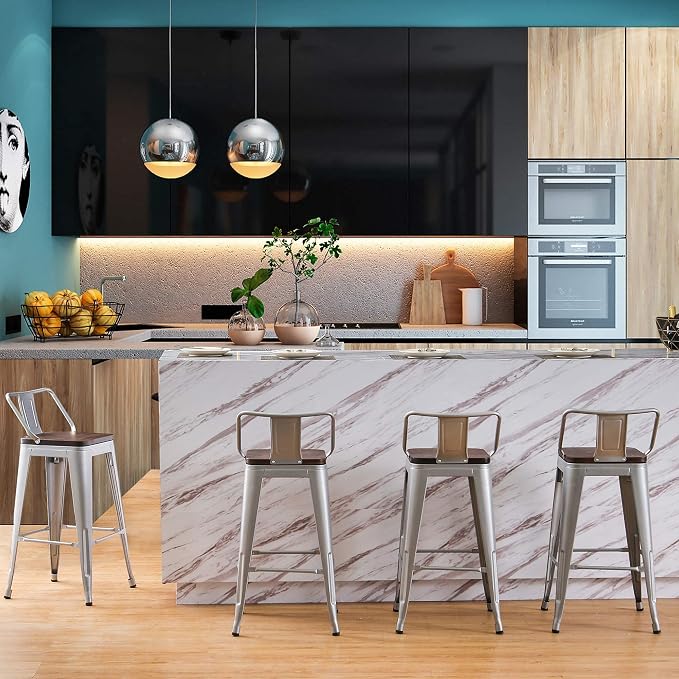 Changjie Furniture 26 Inch Bar Stools Set of 4 Industrial Metal Barstools - Image 8